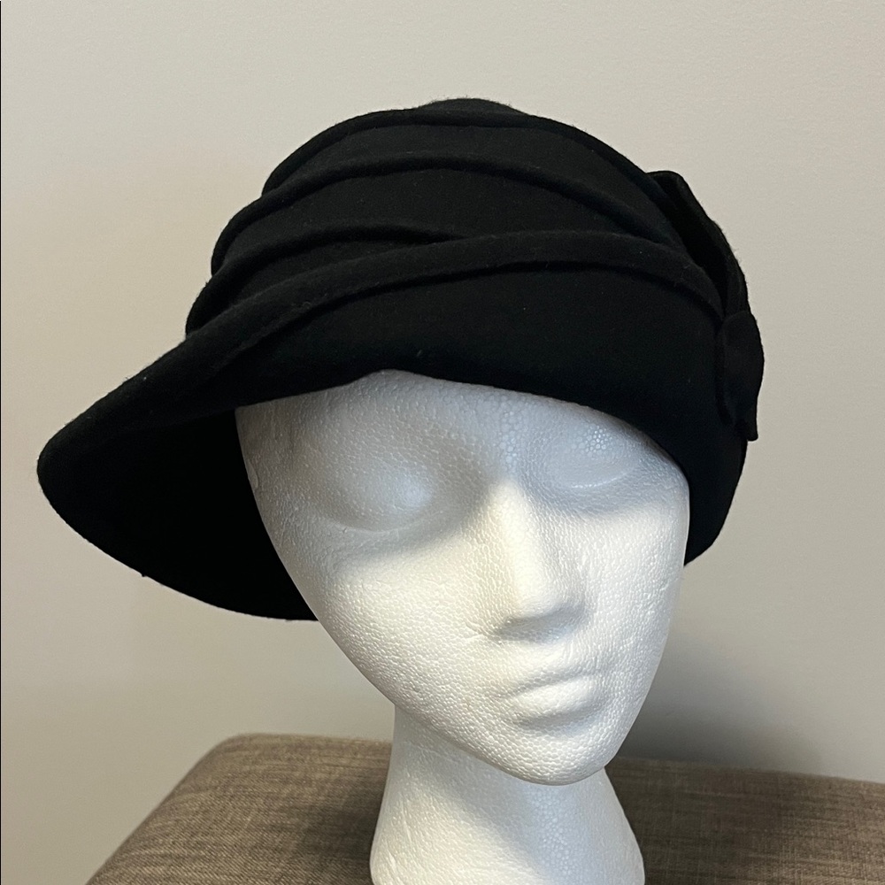 Delux Elegant Black Wool Hat 57 cm